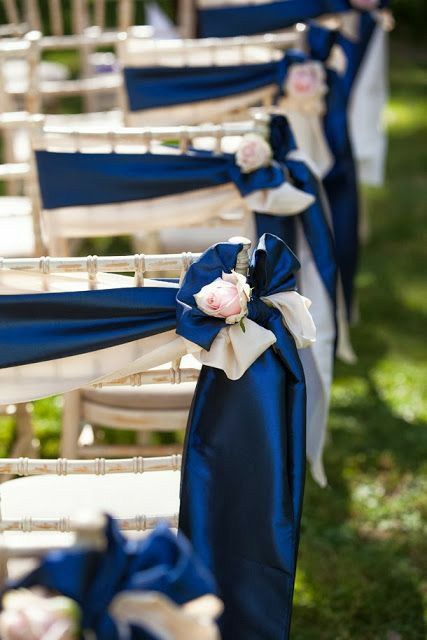 Royal Blue Wedding Theme, Classic Blue Wedding, Blue Wedding Theme, Wedding Chair Decorations, Tafel Decor, Cotswolds Wedding, Beautiful Wedding Flowers, Royal Blue Wedding, Blue Themed Wedding