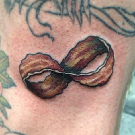 Bacon Tattoo, Food Tattoo, Bacon Art, Infinity Tattoo Designs, Food Tattoos, Symbol Tattoo, Men Tattoo, Infinity Tattoos, Tattoo Old School