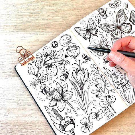 Pages from my sketchbook using only ink ✍🏻 Would you want to see a sketchbook tour? #sketchbook #inkdrawing #inksketches #rapidsketch #papermateflairpens #hitecpens #strawberries #butterflies #bees Papermate Flair Pens, Diary Art, Sketchbook Tour, Drawing Exercises, Sketchbook Art Journal, My Sketchbook, Sketchbook Art, Ink Sketch, Art Sketchbook