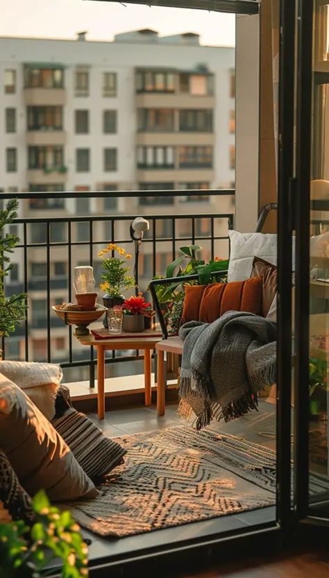 Bedroom Feature Wall, Modern Balcony Ideas, Indoor Balcony, Modern Outdoor Living, Modern Balcony, Small Balcony Decor, Small Outdoor Spaces, Apartment Balcony Decorating, Urban Oasis