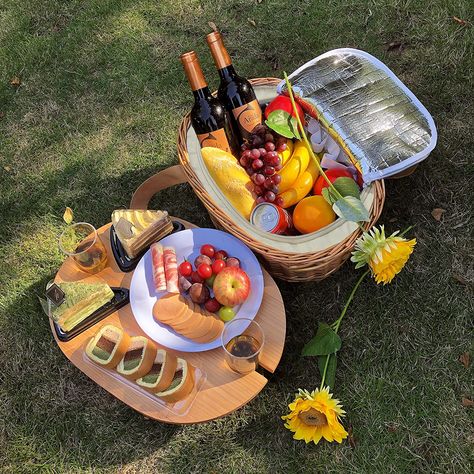 ❤️🍓🍋🥖🧺 Hap Tim Wicker Picnic Basket Set for 2 with Mini Folding Wine Picnic Table & Large Insulated Cooler Bag & Cutlery Service Kits for 2 Person, for Couples Gifts, Wedding Gifts, Summer, Park, Beach, Romantic, Camping, Gathering, Family, Friends, Party (CA-Y2209-2-CM). Cottagecore Aesthetic. Click Link to Shop this Gem :) 222 Font, Wine Picnic Table, Foldable Picnic Table, Picnic Activities, Picnic Basket Set, Wine Picnic, Picnic Backpack, Wicker Picnic Basket, Couples Gifts