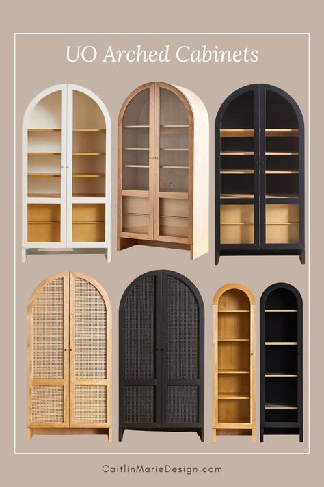 Arched Cabinets, Arched Cabinet, Curved Cabinets, Black Bookcase, Wood Arch, Cabinet Style, Linen Cabinet, Furniture Wood, Dining Room Storage