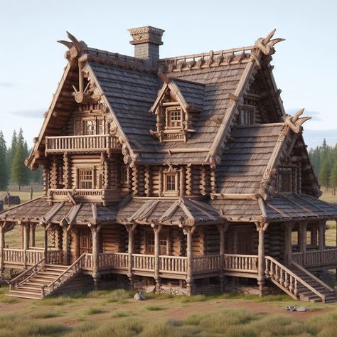 Enshrouded Build, Old Wooden House, Lodge Plans, Fairytale Houses, Fantasy Cottage, Log Home Designs, Nordic House, Earthship Home, Wooden Cottage