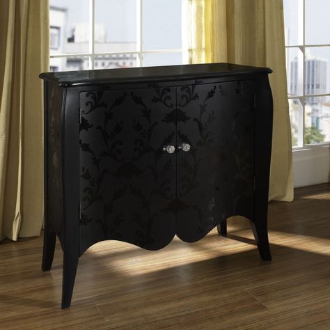 Pulaski Midnight Brocade Chest in Black - $499.75 - wall near kitchen Parks Furniture, Decoupage Furniture, Pulaski Furniture, Black Gloss, Black Furniture, Paint Finish, Stenciling, Refurbished Furniture, Furniture Makeover Diy