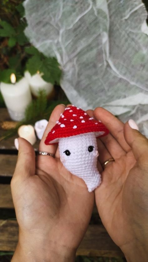 I had pleasure to test the cuuuutest cactus ever 😍 (before I injured my wrist again 🙈) New amazing pattern by @fayni_toys.eng releases… | Instagram Mushroom Hat Pattern, Mushroom Ghost, Mushroom Amigurumi, Crochet Halloween Decorations, Crochet Pour Halloween, Ghost Pattern, Crochet Cute, Mushroom Hat, Crochet Halloween