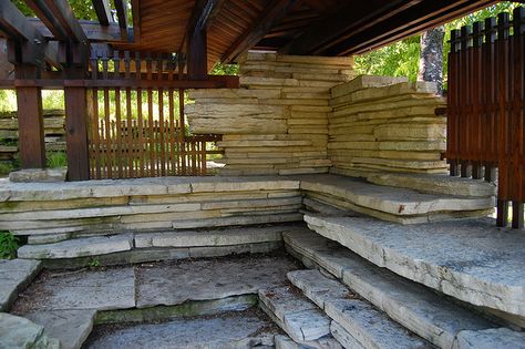 Interior of the pavilion at the Alfred Caldwell Lily Pool Garden, Lincoln Park, Chicago, Illinois, 1936-38 (named after the landscape architect who designed it) Stone House Plans, Lincoln Park Chicago, Brick Garden, Pond Ideas, Pool Garden, The Pavilion, My Kind Of Town, Lincoln Park, Stone House