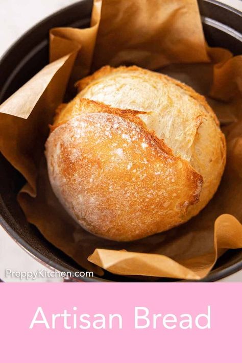 This easy homemade Artisan Bread recipe only requires 4 simple ingredients to make! This crusty bread recipe will be the easiest yeast bread you’ll ever make. You don’t even need a mixer to make this bread with its thick, crispy crust and chewy crumb. It’s a forgiving recipe that comes out perfect every time, excellent for beginners or pros who want a flavorful bread recipe. Artesian Bread, Homemade Artisan Bread, Artisan Bread Recipe, Crusty Bread Recipe, Chewy Bread, Artisan Bread Recipes, Yeast Bread Recipes, Leftover Bread, Dinner Rolls Recipe