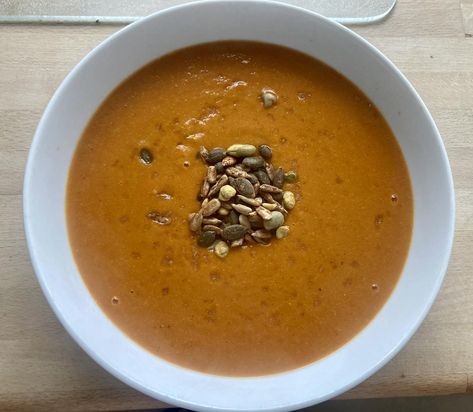 Smokey, Spiced Red Lentil And Pepper Soup — Pats' Food Celery Sticks, Pepper Soup, Red Lentils, Stuffed Pepper Soup, Red Lentil, Fried Onions, Crusty Bread, Curry Powder, Smoked Paprika