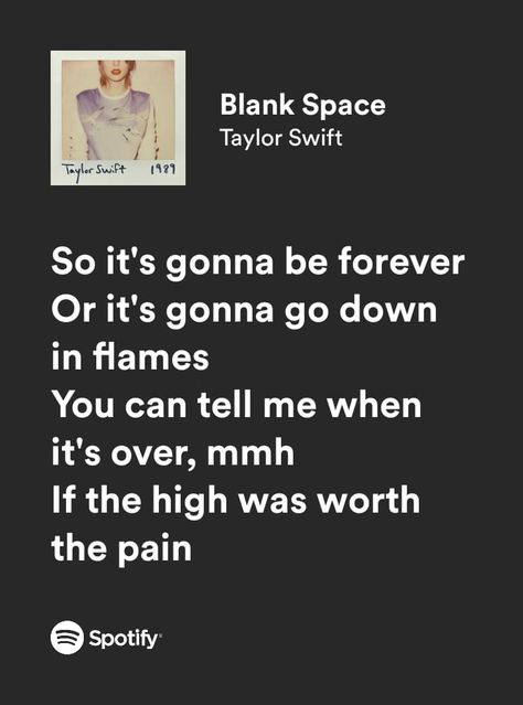 Taylor Swift 1989 Spotify, Blank Space Taylor Swift Lyrics, Taylor Swift Spotify Cover, Taylor Swift Songs List, 1989 Taylor Swift Album, Green Lyrics, 1989 Lyrics, Blank Space Lyrics, Taylor Swift Green