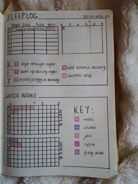 February Weekly sleep log and water intake tracker February Water Tracker, Journal Tools, Bullet Journal Hand Lettering, Water Intake Tracker, Fall Journal, Organization Xiii, Boulet Journal, Sleep Log, Bulletin Journal