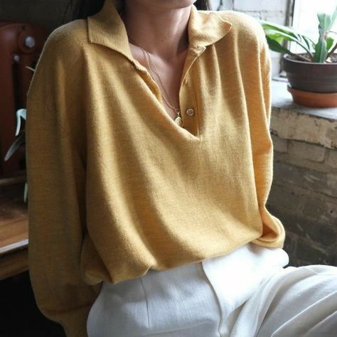 Half Button Sweater, New Look Ideas, Vintage Meets Modern, Classic Lifestyle, Yellow Soft, Sweater Polo, Button Sweater, Pinterest Fashion, Mode Inspo