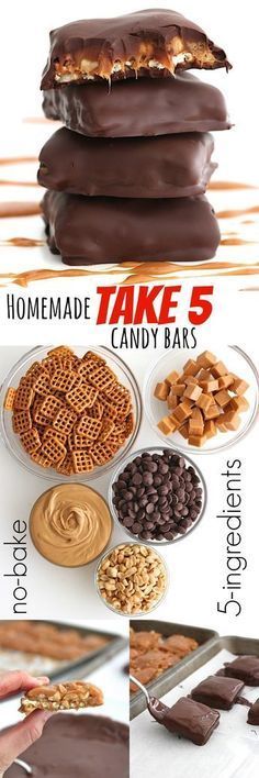 Take 5 Candy Bar, Gluten Free Pretzels, Brownie Desserts, Candy Recipes Homemade, Low Carb Dessert, Oreo Dessert, Homemade Candies, Candy Bars, Yummy Sweets