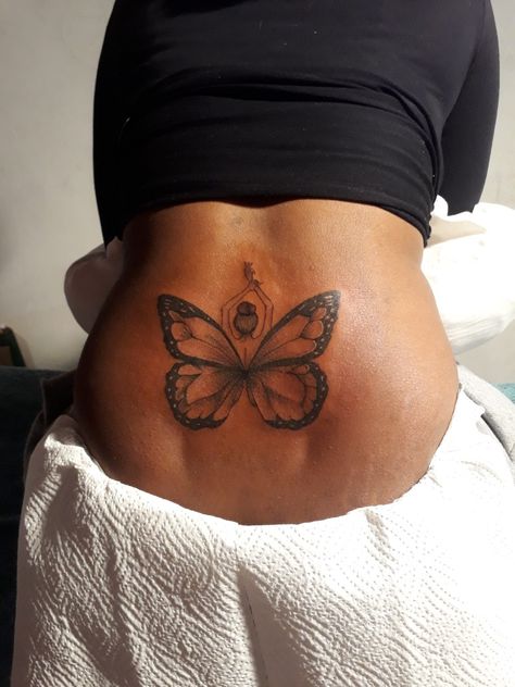 Butterfly Tattoo On Lower Back, Tattoo On Lower Back, Cute Thigh Tattoos, Short Locs, Bug Tattoo, Short Locs Hairstyles, Thigh Tattoos, Leg Sleeve, Leg Sleeves