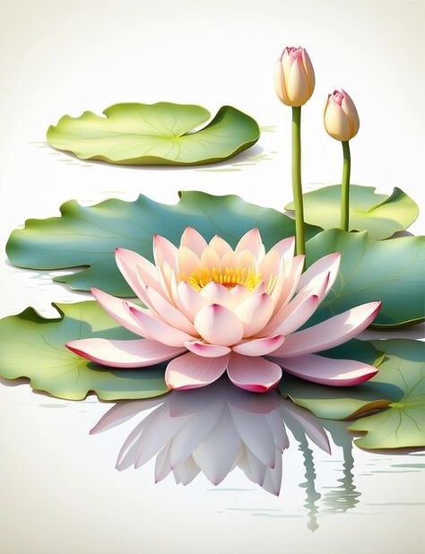 Photo a water lily with reflection in wa... | Premium Photo #Freepik #photo Water Lily Pictures, Waterlily Illustration, Water Lily Drawing, Lily Pictures, Fabric Colour Painting, Lilies Drawing, Water Lilies Painting, Lotus Painting, Lily Lotus