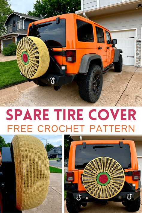 Jeep Spare Tire Covers, Diy Crochet Gifts, Jeep Tire Cover, Crochet Car, Sewing Elastic, Crochet Mandala Pattern, Jeep Lover, Spare Tire Covers, Your Crochet