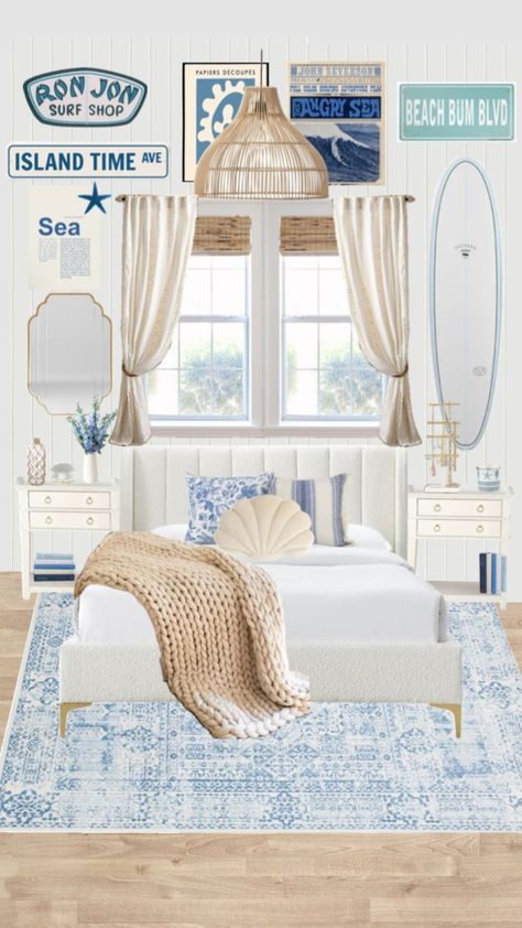 coastal bedroom inspo 🪬🪞 #inspo #bedroom #coastal #coastalbedroom #coastalinspi Costal Bedroom Aesthetic Blue, Ocean Aesthetic Bedroom Ideas, Beach Wallpaper Room, Bedroom Coastal Granddaughter, Coast Bedroom Ideas, Costal Granddaughter Dorm Room Decor, Coastal Room Ideas Bedroom, Coastal Granddaughter Bedroom Ideas, Bohemian Beach Bedroom Ideas