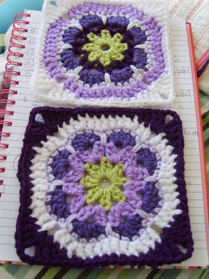 30 Sue Pinner Flower Patterns from the last 9years African Violet Granny Square, Violet Granny Square, Mollymauk Coat, African Flower Granny Square, Crochet Square Pattern, Crocheted Squares, Crochet Granny Square Tutorial, Crochet African Flowers, Flower Granny Square