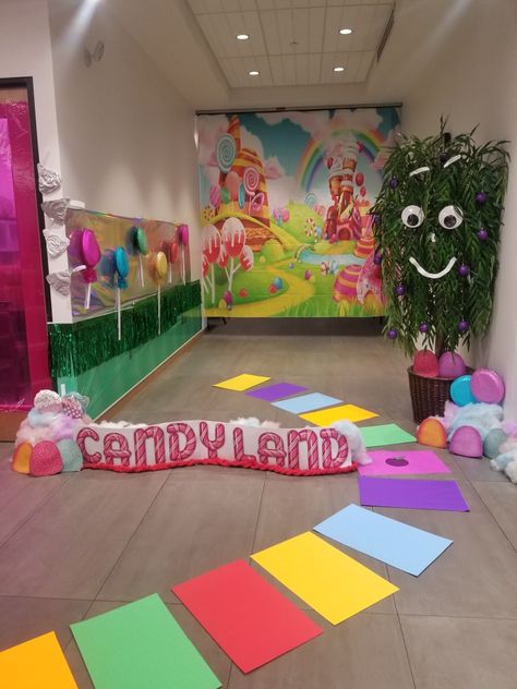 Preschool Prom Ideas, Candy Land Homecoming Theme, Candy Land Vbs, Candyland Dance Theme, Candy Land Dance Theme, Candyland School Theme, Life Size Candyland Game, Elementary School Dance Themes, Vbs Candyland