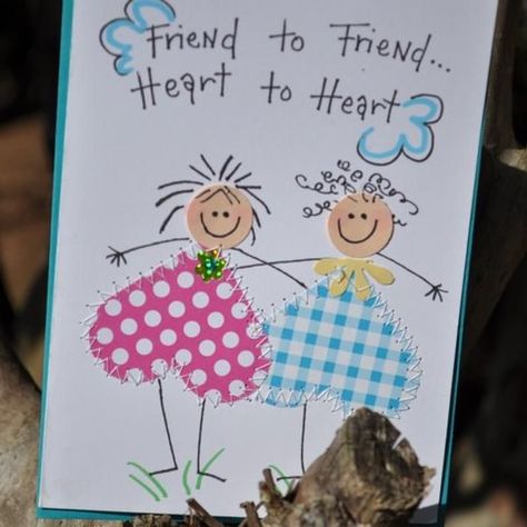 Friendship Cards Diy, Creative Card Making Ideas, Friendship Crafts, Friend Heart, Friend Cards, Handmade Bookmarks Diy, Title Ideas, Easter Cards Handmade, Summer Crafts For Kids