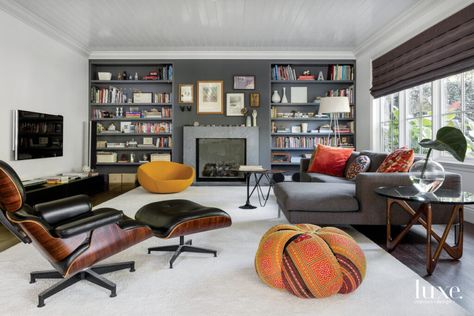 15 Ways To Style Eames Chairs In Your Home - Luxe Interiors + Design Eames Lounge Chair Living Room, Eames Chair Living Room, Bedroom Nook, Eames House, Iconic Chairs, Lounge Chairs Living Room, Luxurious Home, Architecture Home, Eames Chairs