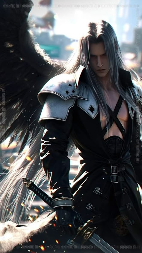 Sephiroth Final Fantasy Vii, Sephiroth Art, One Winged Angel, Final Fantasy Sephiroth, Final Fantasy Cloud, Winged Angel, Final Fantasy Collection, Final Fantasy Artwork, Final Fantasy Vii Remake