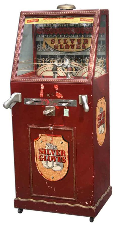 Auction Company Expands to Coin-Op Machiness Coin Machine, Coin Op Machine, Vintage Slot Machines, Boxing Game, Silver Gloves, Gloves Boxing, Vintage Arcade, Arcade Game Machines, Penny Arcade