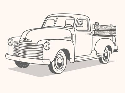 Truck Illustration Truck Illustration, Kombi Pick Up, Truck Crafts, Christmas Red Truck, Pick Up Truck, Old Pickup, Truck Coloring Pages, Cars Coloring Pages, Wood Burning Patterns