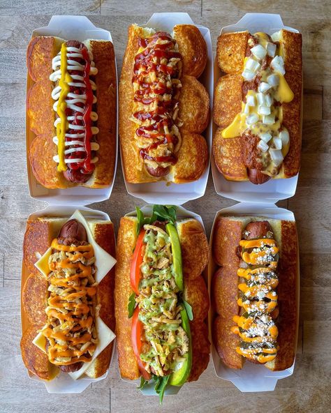 Hot Dogs Negocio Ideas, Hot Dog Business, Hotdog Sandwich, Gourmet Hot Dogs, Hot Dogs Recipes, Catering Ideas Food, Soul Food Dinner, Hot Dog Recipes, Makanan Diet