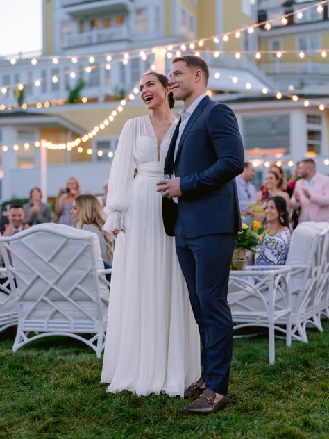 Inside Olivia Culpo and Christian McCaffrey’s Classic New England Wedding | Vogue Olivia Culpo Wedding Dress, Olivia Culpo Wedding, Olivia Culpo Style, Wedding Vogue, Wedding Vow Renewal Ceremony, Renewal Ceremony, Destination Wedding Decor, Christian Mccaffrey, Celeb Fashion