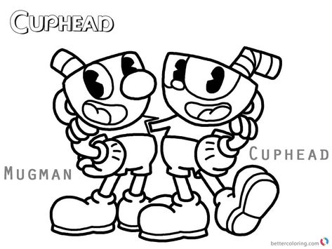 Cuphead Coloring Pages Cuphead and Mugman printable Coloring Pages For Grown Ups, Free Adult Coloring Pages, Coloring Pages For Boys, Kids Focus, Cartoon Coloring Pages, Coloring Pages To Print, Free Printable Coloring, Free Printable Coloring Pages, Colouring Pages