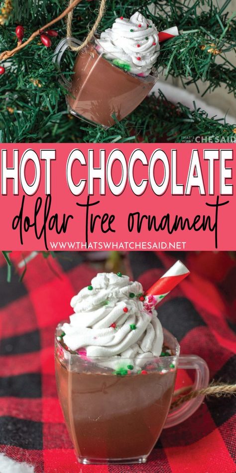 Hot Cocoa Ornaments Diy, Hot Cocoa Christmas Ornaments Diy, Diy Food Christmas Ornaments, Hot Coco Theme Christmas Tree, Hot Cocoa Tree, Faux Hot Chocolate Mugs, Hot Cocoa Ornament Diy, Food Christmas Tree Ornaments, Coffee Themed Christmas Tree