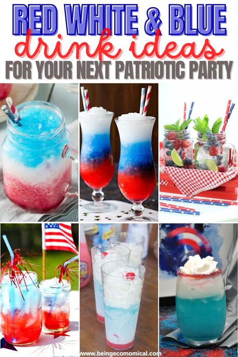 4th Of July Drinks Alcoholic Pitcher, Blue Drink Ideas, Drinks For 4th Of July, Red White And Blue Drinks, Red White Blue Drink, 4th Of July Drinks, July Cocktails, Patriotic Drinks, Fourth Of July Drinks