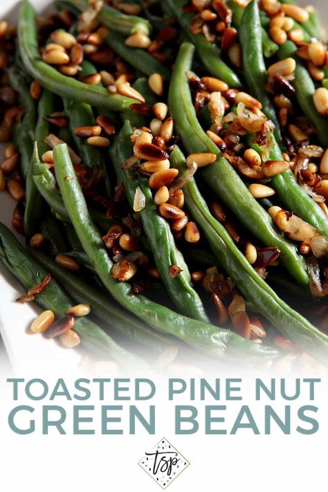 Vegan Toasted Pine Nut Green Beans make the BEST accompaniment for any weeknight meal! | Pine Nut Green Beans | Vegan Green Beans | Vegan Side Dish | Vegan Green Bean Recipe | Vegetarian Side Dish | Vegetarian Green Beans | Toasted Pine Nut Recipe | Easy Side Dish | #greenbeans #sidedish #speckledpalate Vegetarian Green Beans, Green Bean Recipes Vegetarian, Vegan Green Beans, Vegan Green Bean Recipes, Green Beans Vegan, Green Bean Recipe, Pine Nut Recipes, Bean Recipe, Homemade Food Gifts