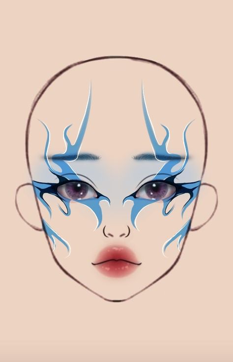 Makeup Designs Art, Creepy Clown Makeup, Which Makeup, Eye And Lip Makeup, Makeup Charts, Face Charts, Punk Makeup, Makeup Drawing, Anime Makeup