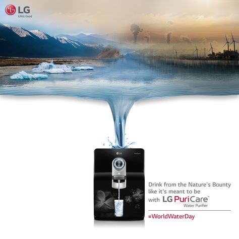 When was the last time you drank water directly from a natural source? Climatic changes and impure water have been serious issue across the globe. This #WorldWaterDay bring home a #LG True #WaterPurifier with stainless steel tank that delivers pure and clean drinking water every time. Typo Logo Design, Graphic Design Posters Layout, Best Water Filter, Clean Drinking, Water Ionizer, Dark Art Photography, Graphic Design Brochure, Independance Day, World Water Day