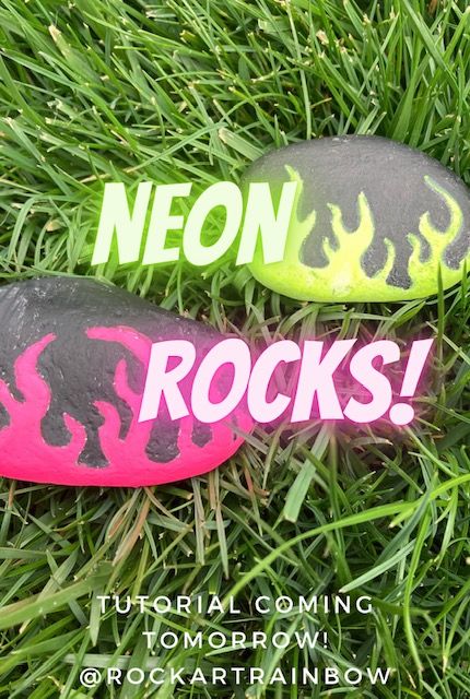 These ones are super fun and easy to paint, and they look so cool! Use neon or glow in the dark paint for super bright flames, and check out our tutorial on these rocks coming tomorrow!(May 2) If you enjoy our rock art, follow us for more ideas @rockartrainbow Glow In The Dark Painted Rocks Diy, Rock Tutorial, Glow In The Dark Paint, Dark Paint, Rock Painting Ideas, Gardens Design, Painted Rocks Diy, Outdoor Gardens Design, Nature Crafts