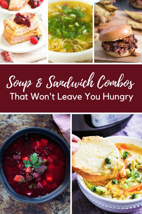 44 Best Soup and Sandwich Recipes - What to Serve With Soup Soup With Sandwich, Soup And Panini Recipes, Sandwiches To Serve With Soup, Soup And Sandwich Bar Ideas, Sandwiches For Soup Dinners, Soup And Sandwich Christmas Party, Soup And Slider Combo, Soup And Sandwich Lunch Ideas, Sandwich And Soup Ideas