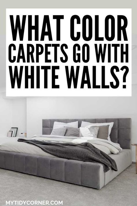 carpet colors for white walls White Carpet Bedroom Ideas, Carpet With White Walls, Carpet Colors With White Walls, White Walls Grey Carpet, Carpet Color Ideas, Grey Walls And Carpet, White Carpet Bedroom, Bedroom Carpet Colors, Color Curtains