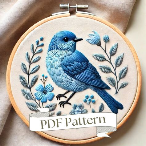 This is a hand embroidery pattern meant for all skill levels. Get to work right after receiving your instant download!  Whole Shop Bundle (260+ Patterns https://theunraveledthreads.etsy.com/listing/1735215929/whole-shop-bundle-hand-embroidery *Please note: This does not include a stitching guide. This is a traceable pattern only. See photo section for example of PDF downloads.  This pattern is beginner friendly, but can also be modified for more advanced artists.  Free Pattern Download: https:// Rooster Embroidery Pattern, Cute Animal Embroidery Designs, Blue Bird Embroidery, Embroidered Birds Free Pattern, Bluebird Embroidery, Embroidery Pattern Floral, Embroidery Animals, Embroidery Bird, Animal Embroidery Patterns