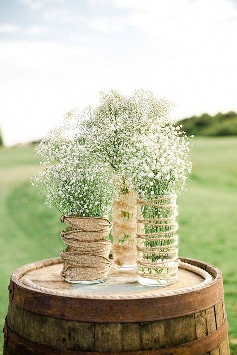 Backyard Wedding Decorations, Cheap Wedding Decorations, Breath Flowers, Rustic Wedding Centerpieces, Shabby Chic Wedding, Wine Wedding, Rustic Country Wedding, Rustic Chic Wedding, Wedding Centerpiece