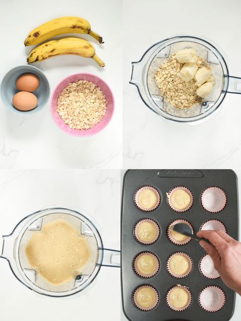 How to make 3 INGREDIENTS Banana Oatmeal Muffins Banana Egg Muffins, Baby Muffins Banana, Banana Recipes Baby, Banana Recipes For Toddlers, Baby Led Weaning Banana, Blw Foods, Finger Food For Kids, Easy Oatmeal Muffins, Banana Oatmeal Recipe