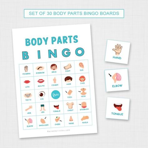 Printable Body Parts Bingo for Kids Body Parts Games For Kids, Body Parts For Kids Free Printable, Body Parts For Kids Activities, Parts Of The Body For Kids Activities, Parts Of The Body For Kids, Human Body Activities For Kids, Body Parts Worksheet, Body Worksheet, Teacher Core