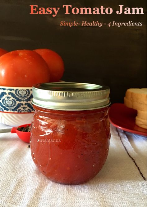 Tomato Jam Recipe Easy, Tomato Jelly Recipe, Vegetarian Tips, Tomato Jelly, Tomato Jam Recipe, Tomato Jam, Corn Pudding, Lemon Dessert Recipes, Vegan Sauces