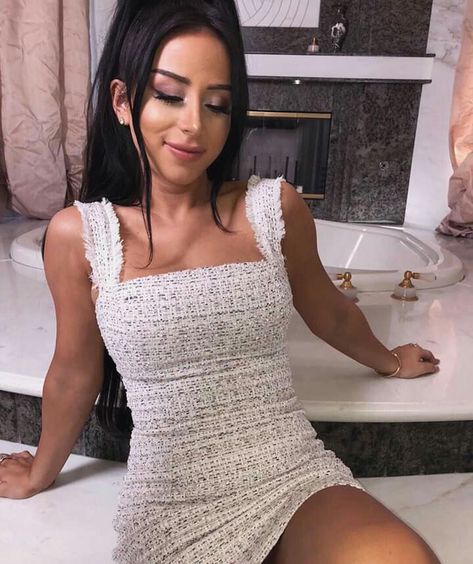 Meshki Celena tweed dress as worn by Amber Scholl. Amber School, Amber Scholl, Tweed Mini Dress, Boujee Outfits, Chanel Dress, The Law Of Attraction, Tweed Dress, Fashion Tips For Women, Fashion Website