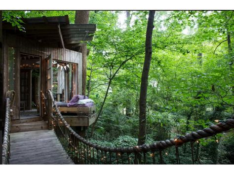 Buckhead Treehouse Is Nation's Favorite Wish List Destination Adult Tree House, Atlanta Usa, Rope Bridge, Treehouse Cabins, Cool Tree Houses, Best Tiny House, Bohemian House, Camping Locations, Forest House