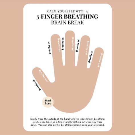 Five Finger Breathing, 5 Finger Breathing, 5 Fingers, Counseling Activities, Mindfulness For Kids, Five Fingers, Brain Breaks, Breathing Exercises, Breath In Breath Out