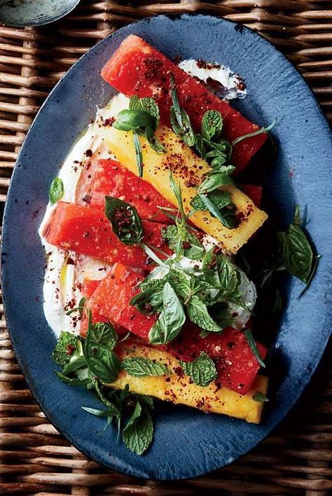 This best-ever Marinated Watermelon with Whipped Feta gets flavor from ginger, sumac, pink peppercorns and more. Get the recipe from Food & Wine. Whipped Feta Recipe, Marinated Watermelon, Watermelon Arugula Salad, Feta Recipe, Grilled Watermelon, Feta Recipes, Sweet Watermelon, Whipped Feta, Watermelon Salad