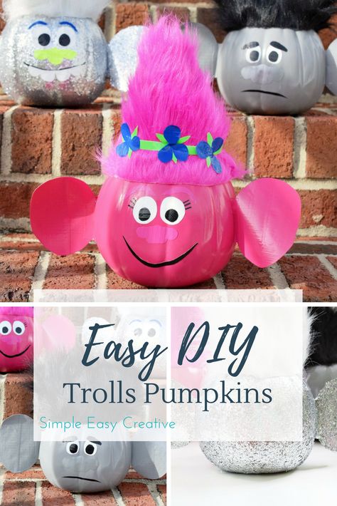 Troll Pumpkins Trolls Pumpkin, Halloween Crafts To Make, Backyard Kids Party, Pumpkin Decorating Contest, Teen Halloween, Trolls Party, Troll Party, Halloween Pumpkins Painted, Fun Halloween Crafts