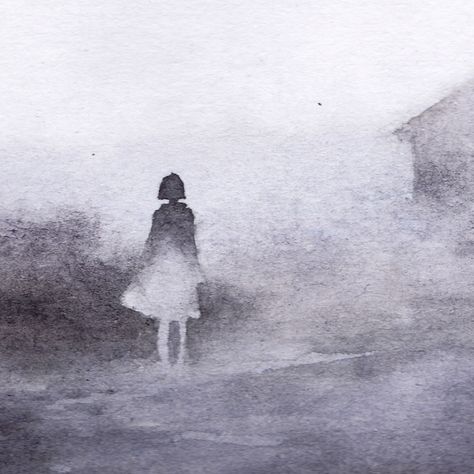 VAGUE on Behance Eerie Watercolor, Sa Art, Hair Watercolor, Sounds Of Nature, Creepy Images, From Series, Silhouette Painting, Watercolor Paintings For Beginners, Grey Painting