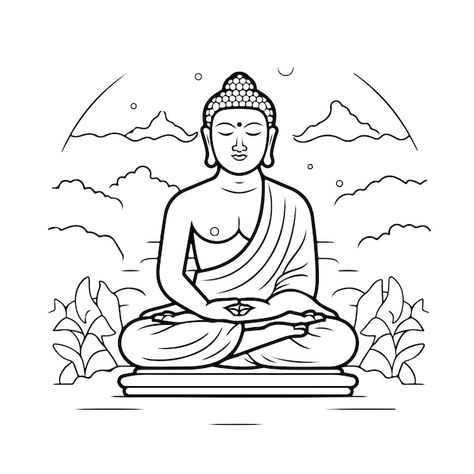 Bouddha Coloriage Page Dessin Au Trait J... | Premium Vector #Freepik #vector #coloriage-adulte #croquis #dessin-ligne #coeur-trait Premium Vector, Zen, Bracelet, Art, Croquis